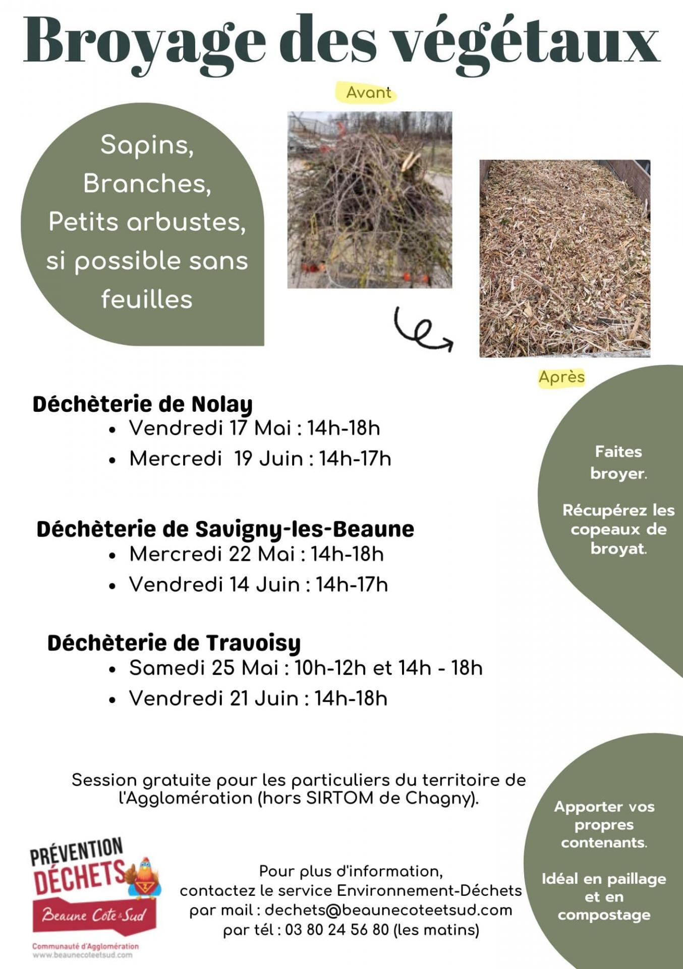 Affiche d'annonce des sessions de broyage des végétaux